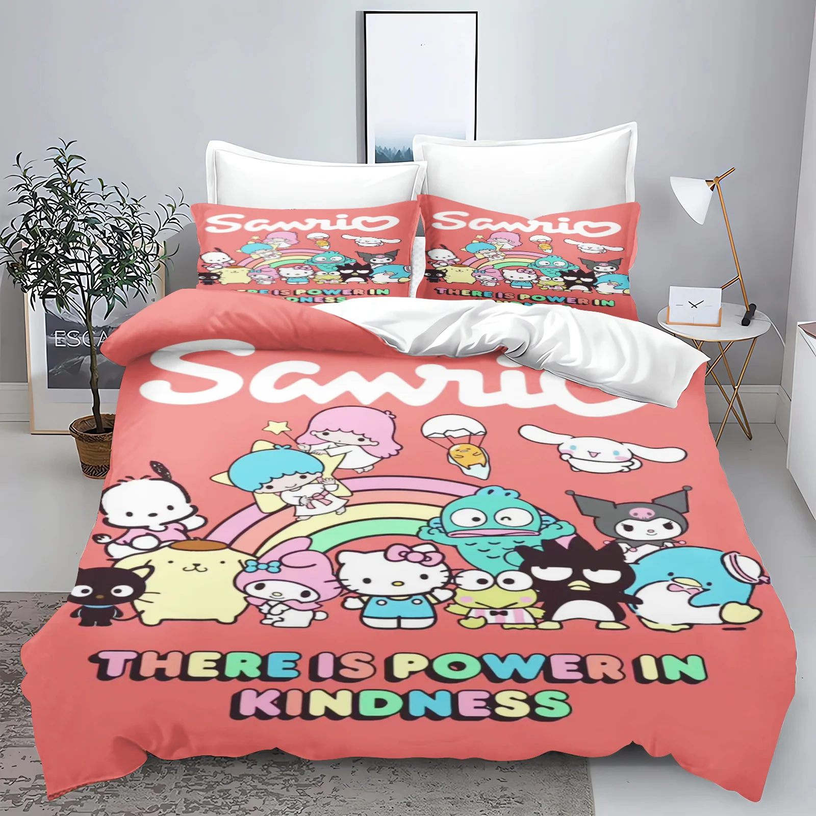 Sanrio Star Collection Bedding Sets Cinnamoroll Melody Kuromi Kitty Bed Comforter Cover Duvet Cover Pillow Case 2-3 Pieces Sets