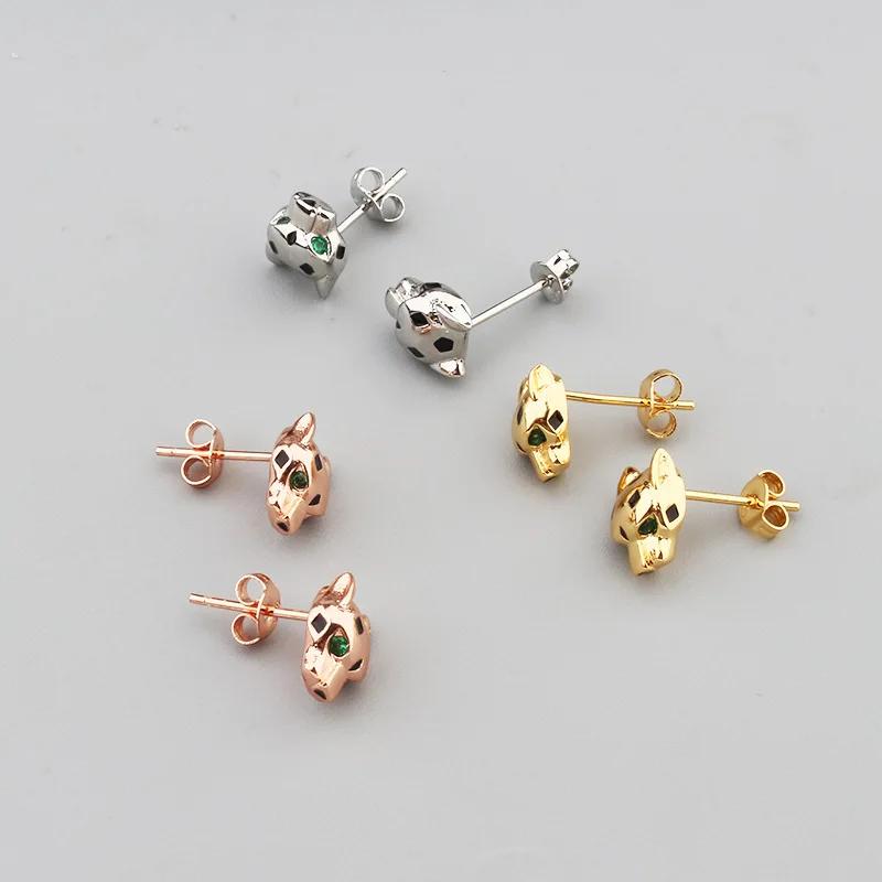 Designer Collection Style Ring Earrings Necklace Black Spots Green Eyes Leopard Panther Dinner Party Jewelry Sets