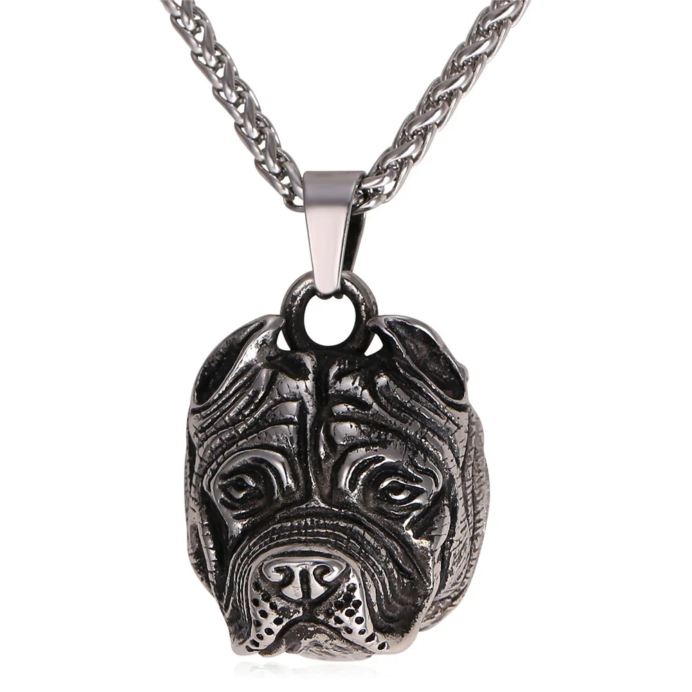 

Stainless Steel French Bulldog Head Heppie Pug Necklaces Unisex Accessaries Hot Sale Birthday Party Jewlery Gifts for Friends