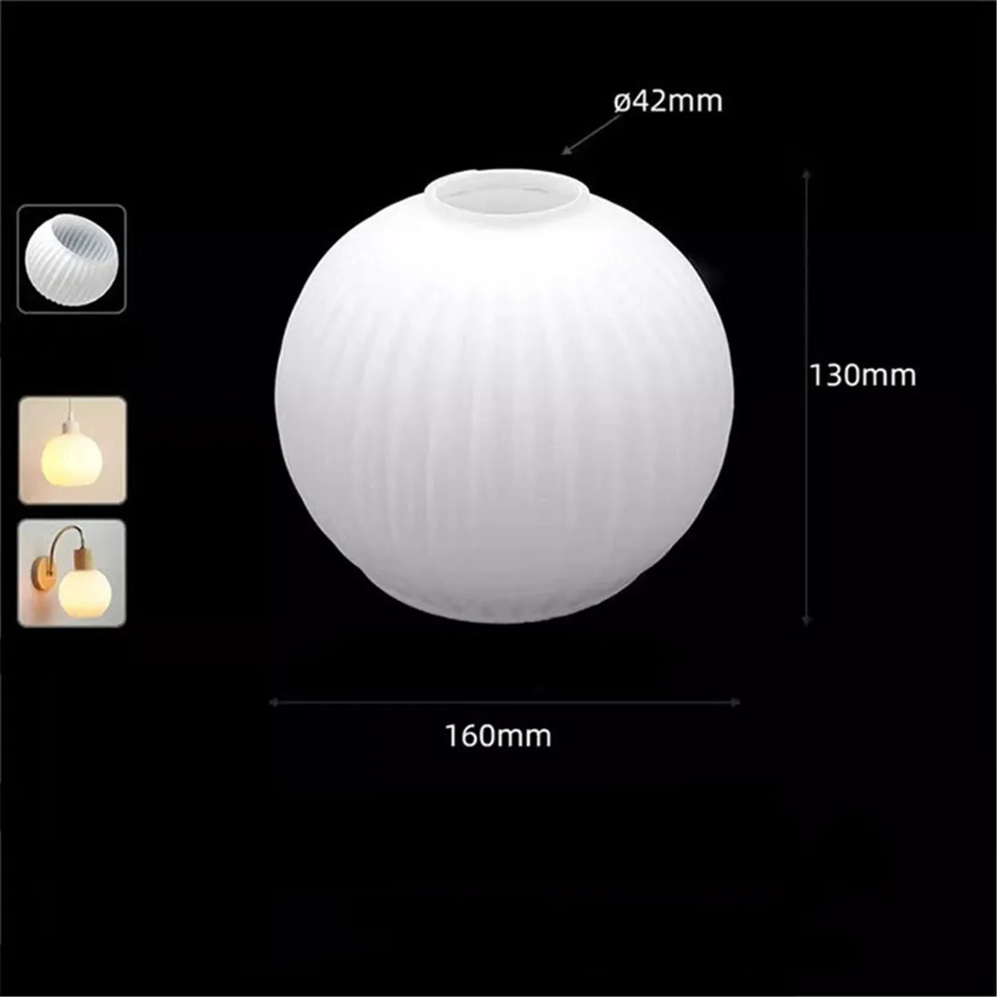 Milky E27 Opal Glass Lampshade with 4.2cm Opening, Modern Matte white Glass Lamp Shade Replacement for Table Lamp Wall Sonces