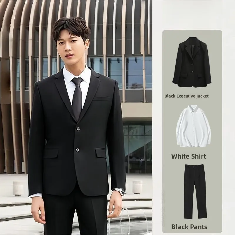 

High-End Men's Tailored Suit Set Casual Korean Sle Wedding Busin Lightweight Maturi Wind Coat Set Faionable Slim Fit