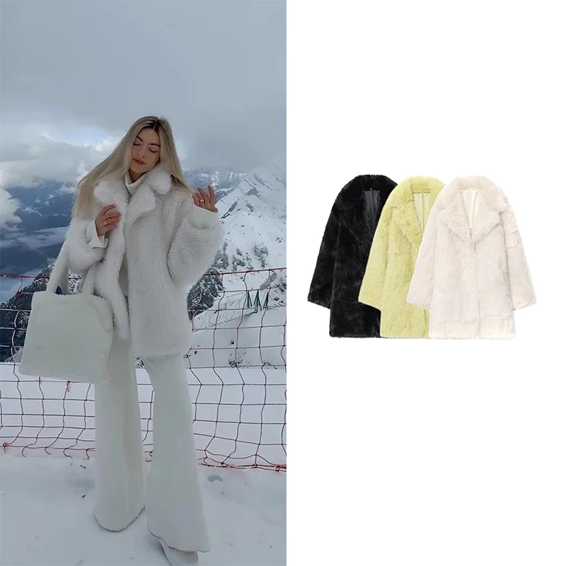 Guobioziy 2026 Fall Winter Female Lapel Mid Length Coat Noble Elegant Evening Occasion Outerwear High Street Fashion Daily