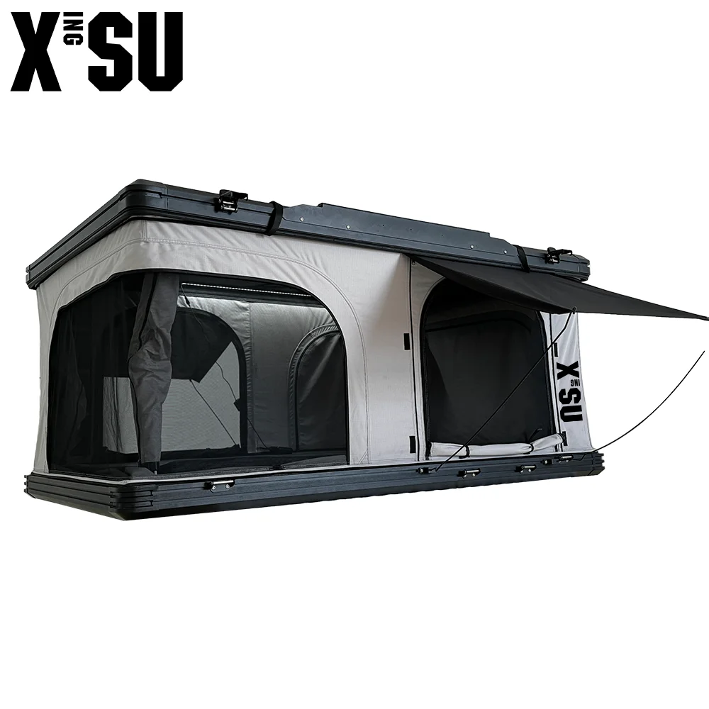 Xscamper Pop up Hardtop Shell Roof Tent Top Hardshell Aluminium Triangle Roof Top Tent Hard Shell Roof Top Tent for Camping Sale