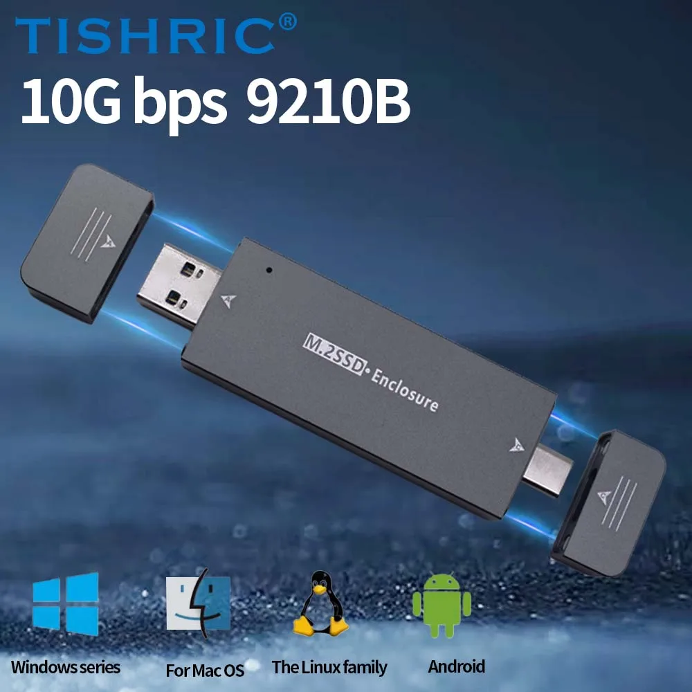 

TISHRIC NVME Enclosure NGFF SSD Case for Hard Drive 1.8Inch External Case USB3.0 Type-C M2 Ngff NVMe 2230/42 SSD with for Laptop