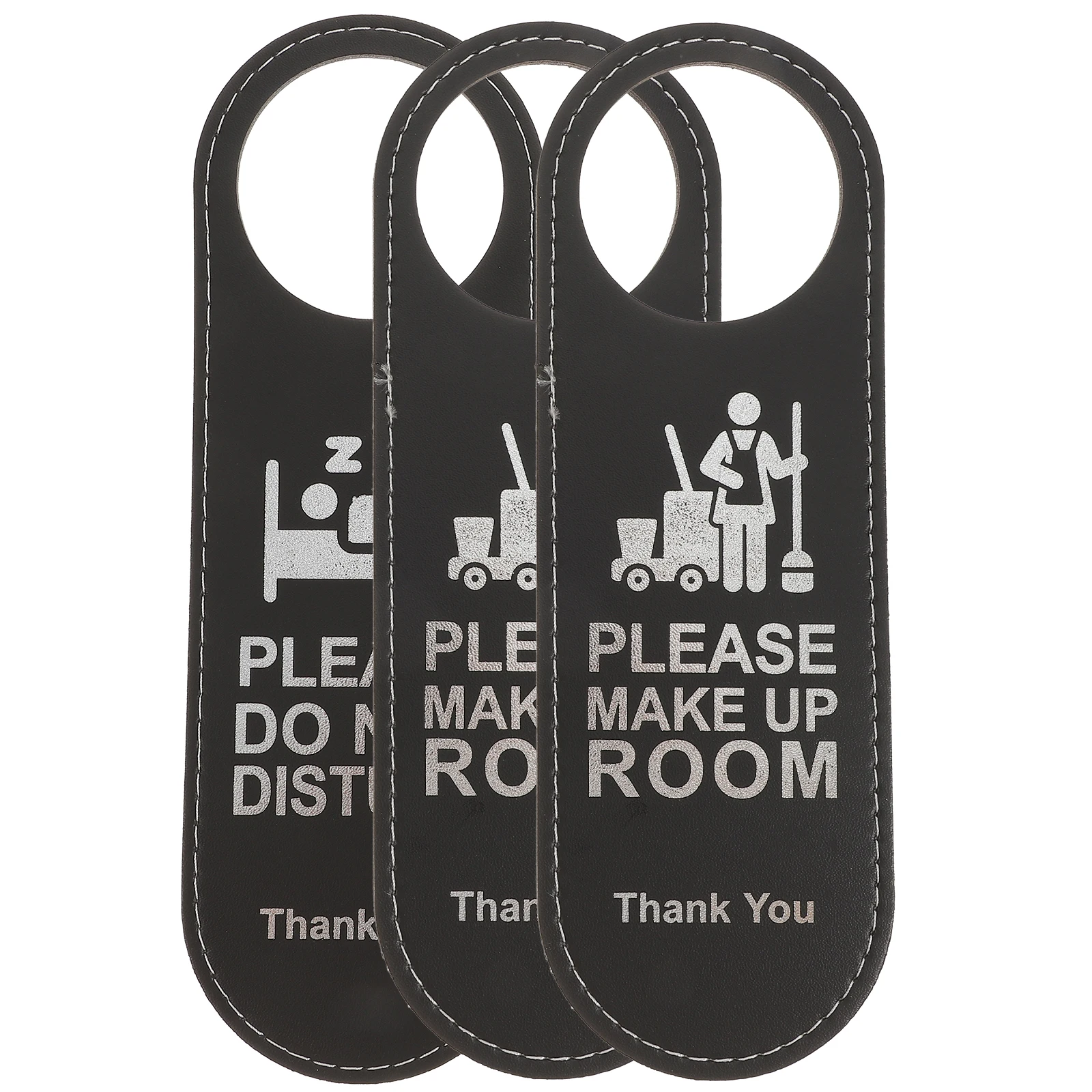 

3pcs Door Hanging Sign High Quality Hotel Office Cleaning Reminder Pendant Clear Writing Practical Tag