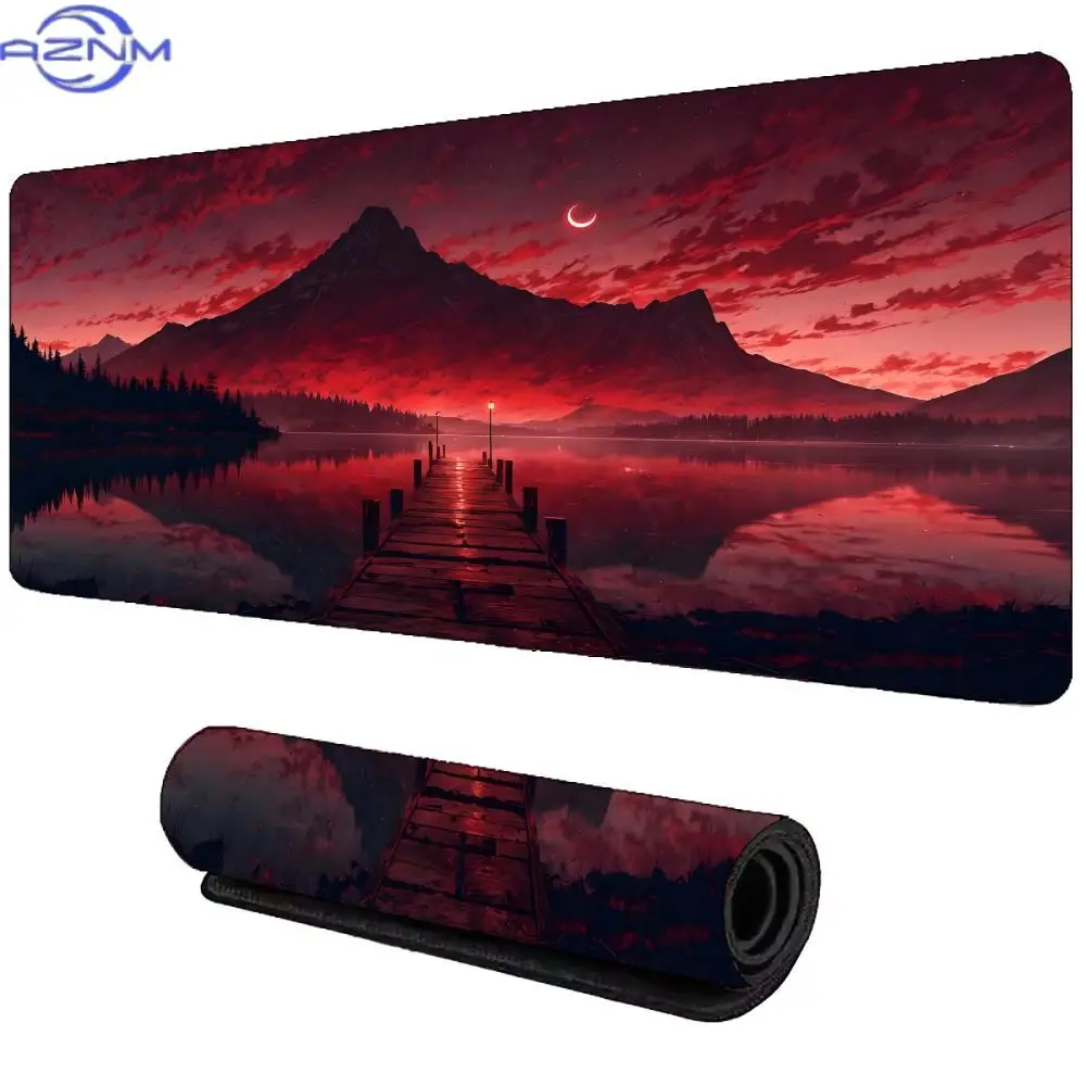 Stars,moon,mountain,lake Landscape Mouse Pad Large Rubber Non-slip Desk Accessories Mousepad for Office&Gamer Keyboard Decor Mat