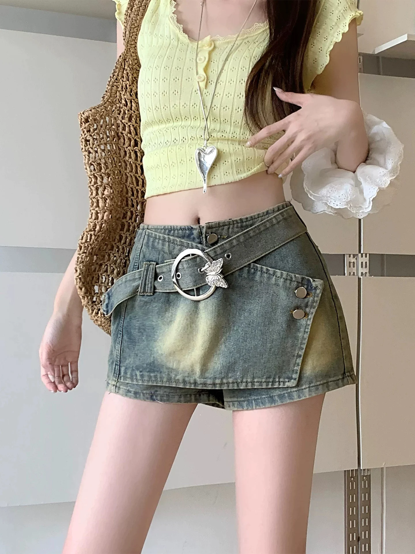 Low Waist Denim  Skirt Women's Summer New Style Pure Desire Design Sensual Short Skirt Butt Hugging Pants Casual Wear