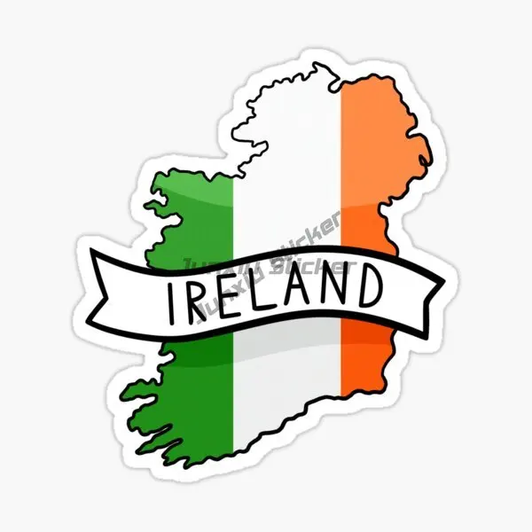 Ireland Flag Map Luck Clover Sticker for Decorate Car Motorcycle Laptop Truck Window Fridge Decal Accessories Customizable