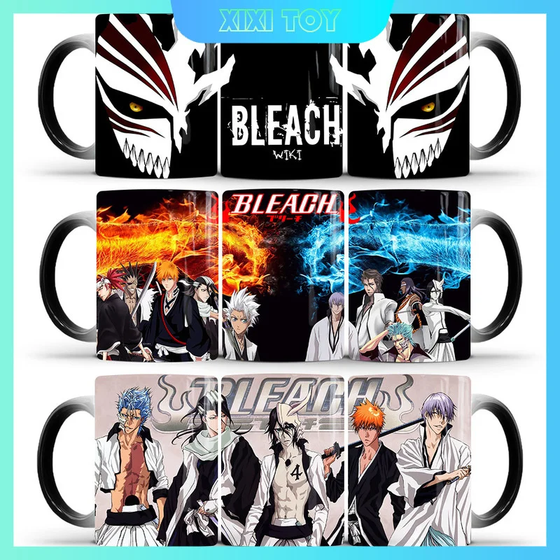 Bleach Kurosaki Ichigo Grimmjow Anime Peripherals Color Change Thermal Gradient Ceramics Mug Coffee Cup Christmas Gifts