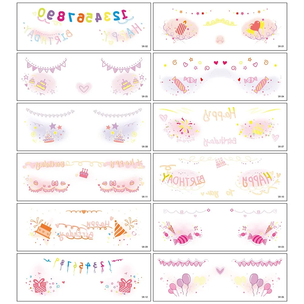 

12PCS Temporary Glitter Face Makeup Accessories Fashion Styles Face Makeup Patches Multicolor Powder Blusher Stickers