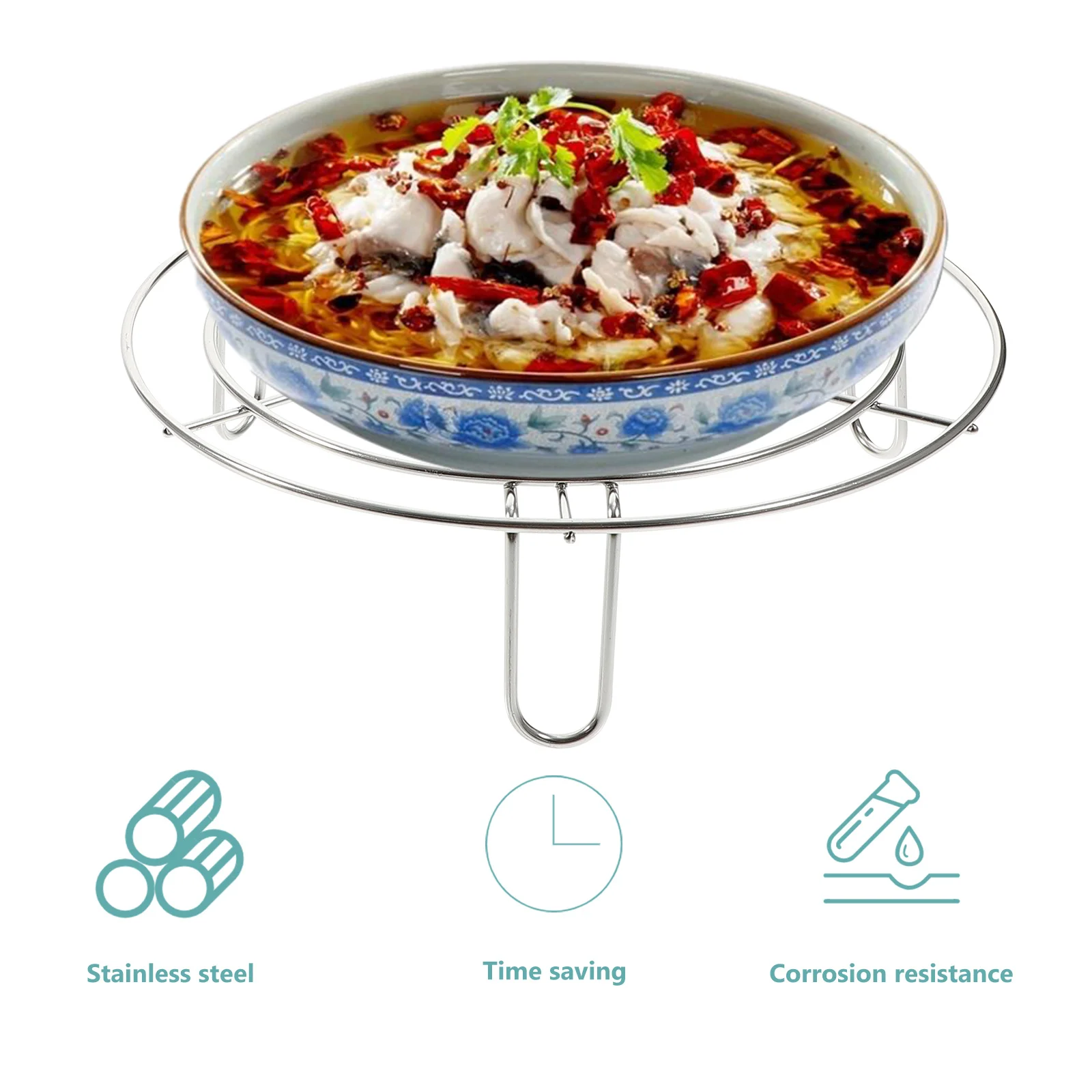 

2pcs Stainless Steel Steaming Rack Egg Steamed Buns Pan Cooking Stand Food Steam Rack Thickened Heat Insulation Kitchen Tool