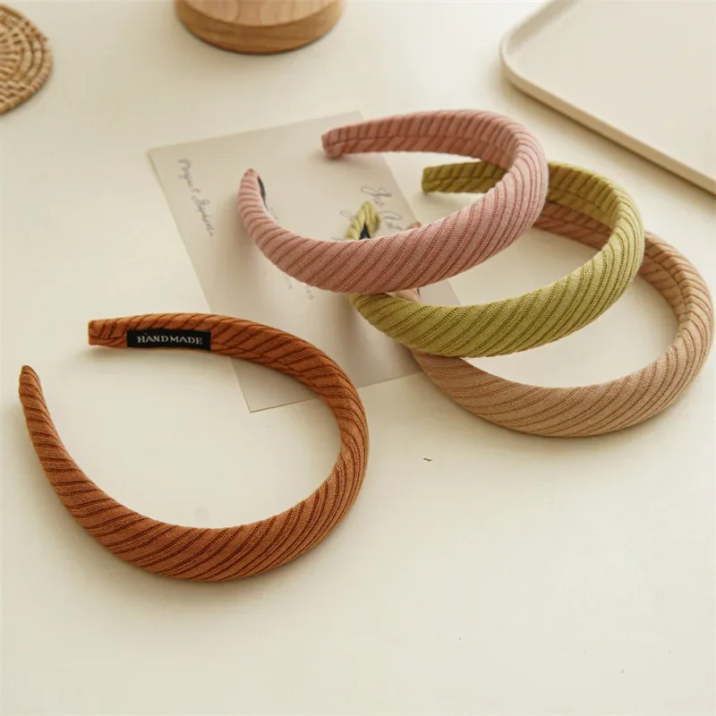 Autumn and Winter Gentle Color Series Morandi Color Temperament Knitted Twill Hair Hoop New College Trendy Hoop Female Spot