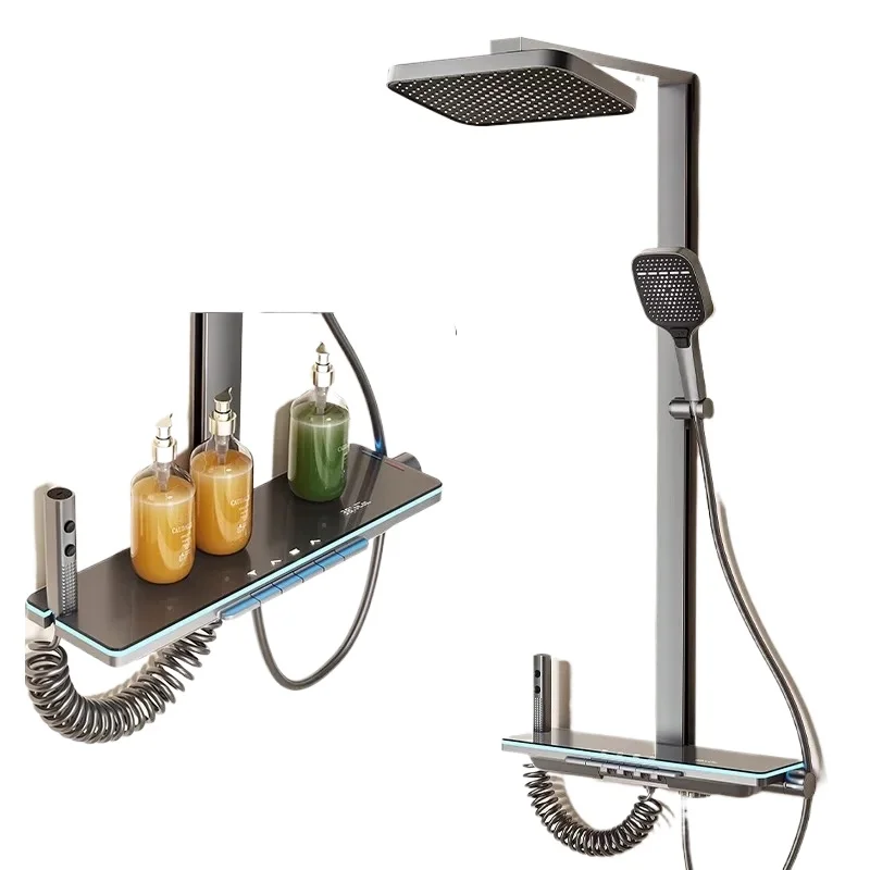 

Main shower, thermostatic shower set, refined copper main body intelligent digital display with independent spray gun