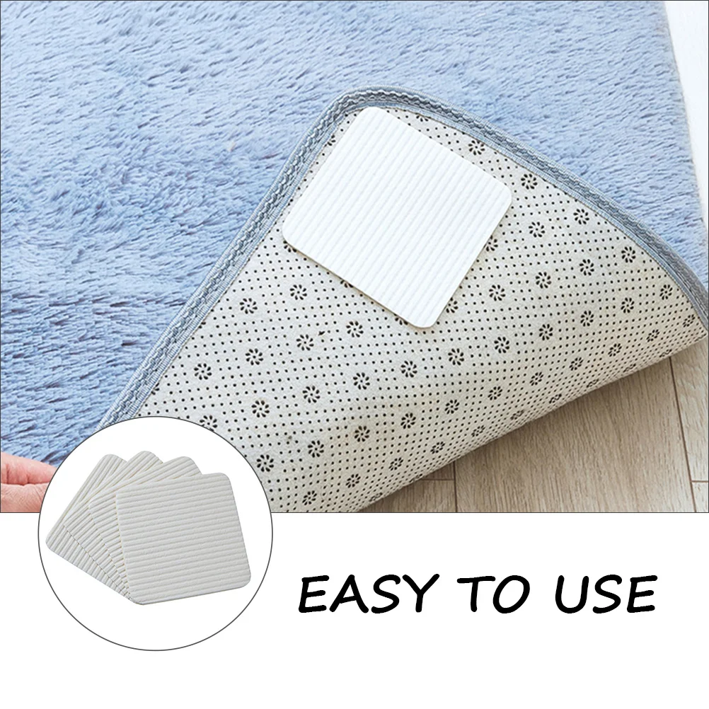 

4pcs Anti Carpet Stickers Strong Adhesive for Floor Mat Home Use Reusable No Residue Non Pads Bathroom