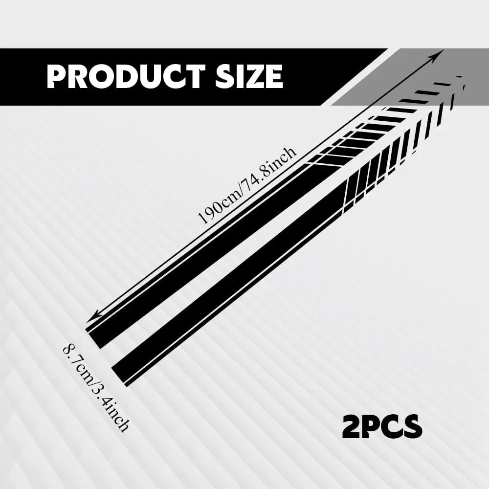 1Pair Sports Racing Stripe Graphic Car Stickers DIY SUV Truck Side Skirt Both Side Body Modified PVC Decals for Most Vehicles
