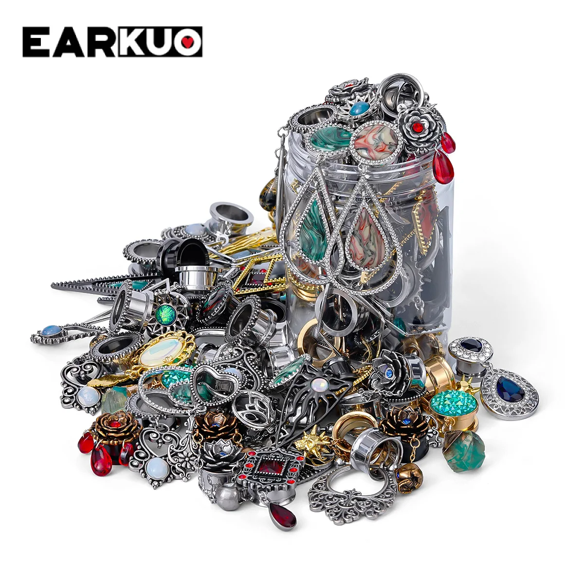 

Stainless Steel Dangle Ear Plugs Tunnels Surprise Set 5&10 Pairs Mixed Designs Ear Gauges Stretcher Body Piercing Jewelry