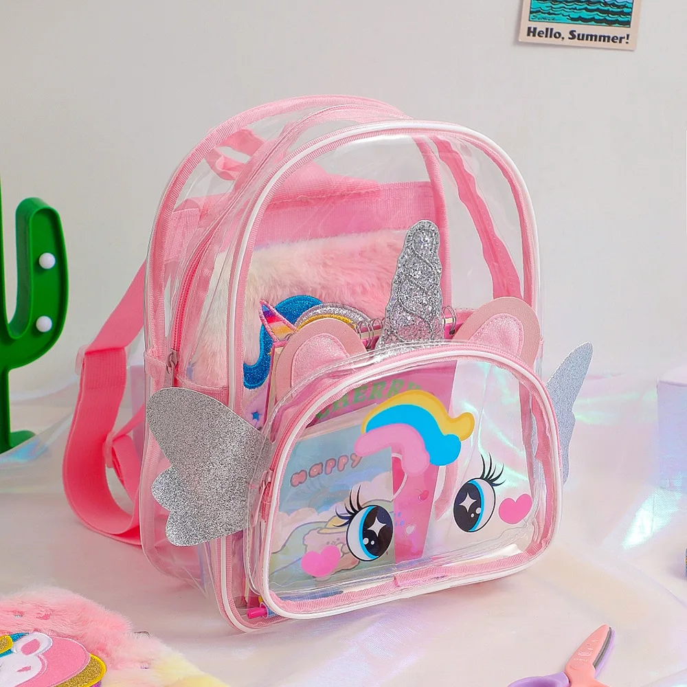 Kawaii Cartoon Unicorn Backpack For Baby Boys Girls Cute Transparent Wings Children Schoolbag Kindergarten Schoolbag Kids Gifts