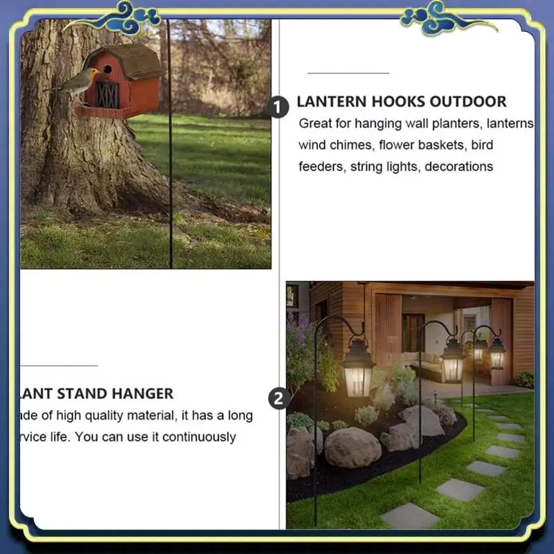 A56P-3X Shepherd Hooks Rust Resistant Garden Stake Outdoor Metal Plant Stand Hanger Bird Feeder Pole 80.5X10x1cm
