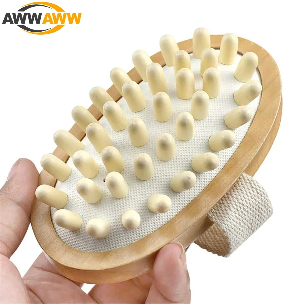 Natural Wooden Massage Body Brush for Improve Lymphatic Blood Circulation Dry Brush Remove Dead Skin Shower Bathe SPA Bath Brush