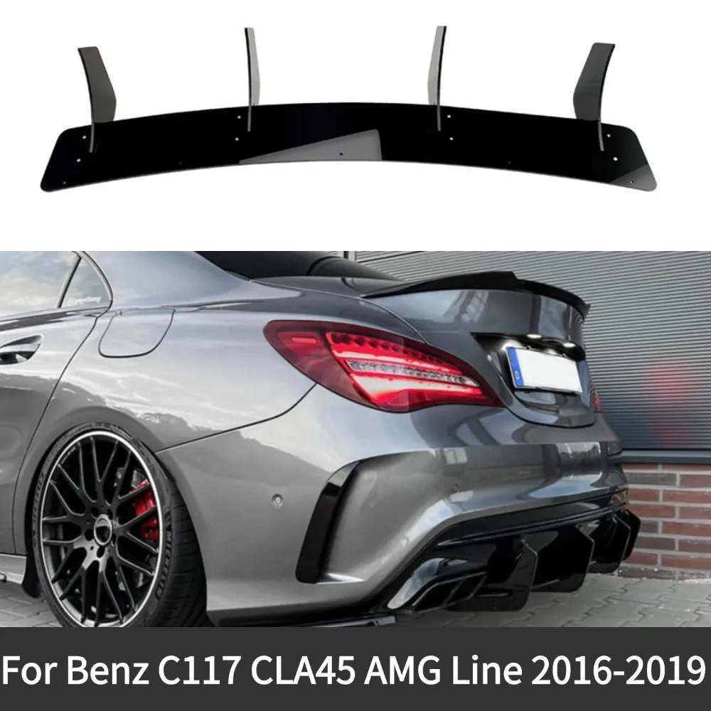 For Mercedes Benz C117 CLA45 AMG Line 2016-2019 Car Rear Bumper Lower Diffuser Lip Spoiler Auto Accessorie 4 Fins
