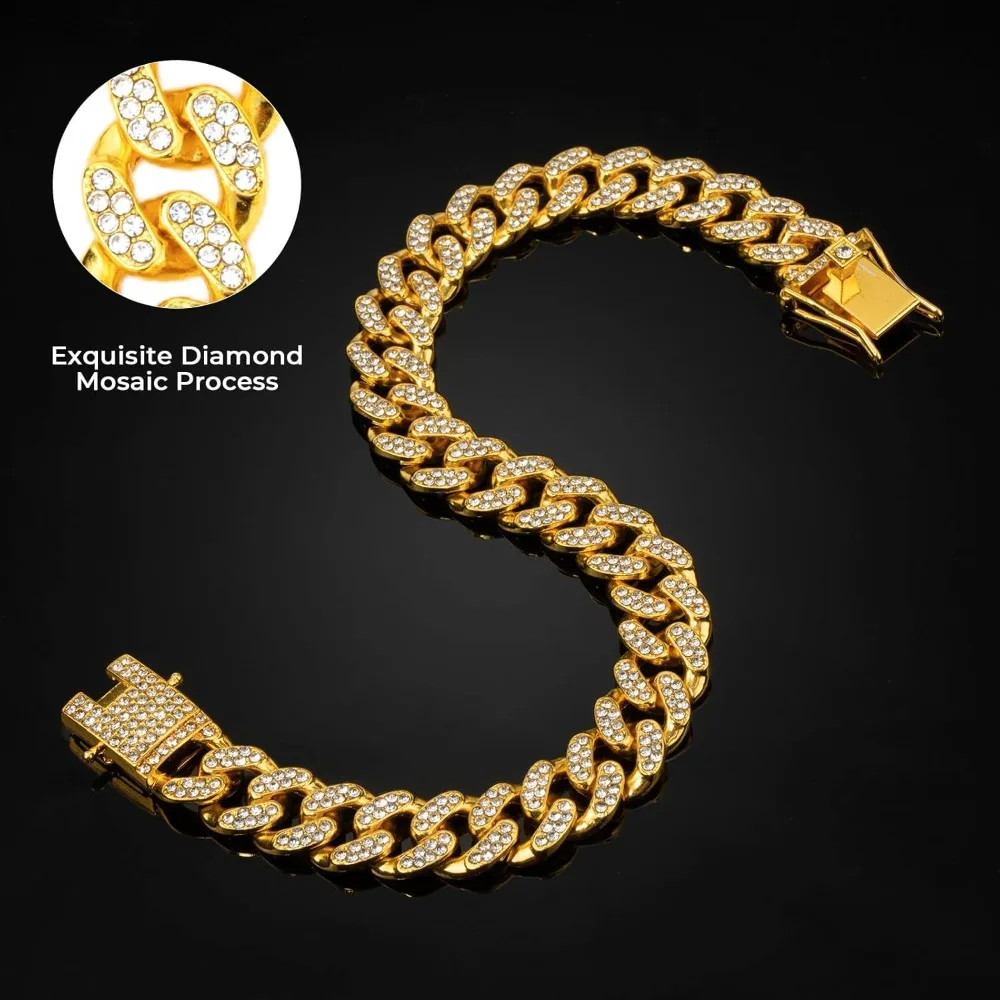 Gold Dog Chain Diamond Dog Collar Walking Metal Secure Buckle Pet Collar Jewelry Accessories Necklace for Small Medium Large Cat view 4
