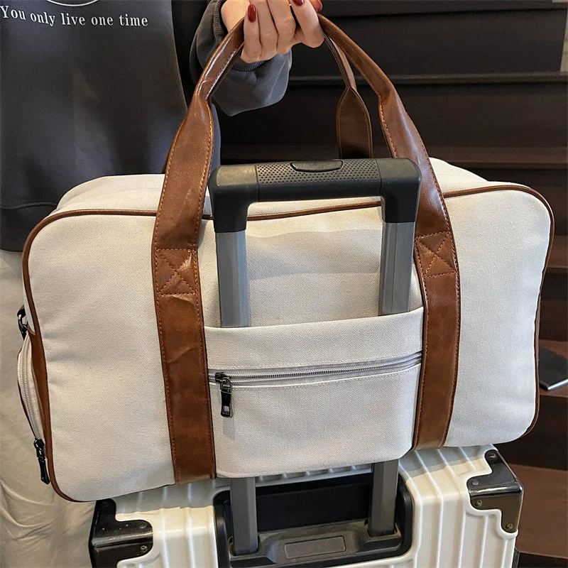 กระเป๋าเดินทางผ้าแคนวาสขนาดใหญ่ Buylor สำหรับผู้ชาย กระเป๋าใส่เสื้อผ้าผู้หญิง กระเป๋าโยคะ ฟิตเนส กระเป๋าอเนกประสงค์ กระเป๋าถือสำหรับเดินทางค้างคืน