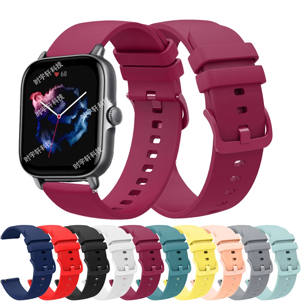 For Amazfit Bip 3 Pro/S Lite/U Pro/GTR 42mm Correa 20mm Silicone Band Strap For Amazfit GTS 4 2 Mini/2E 3 Wristband Bracelet