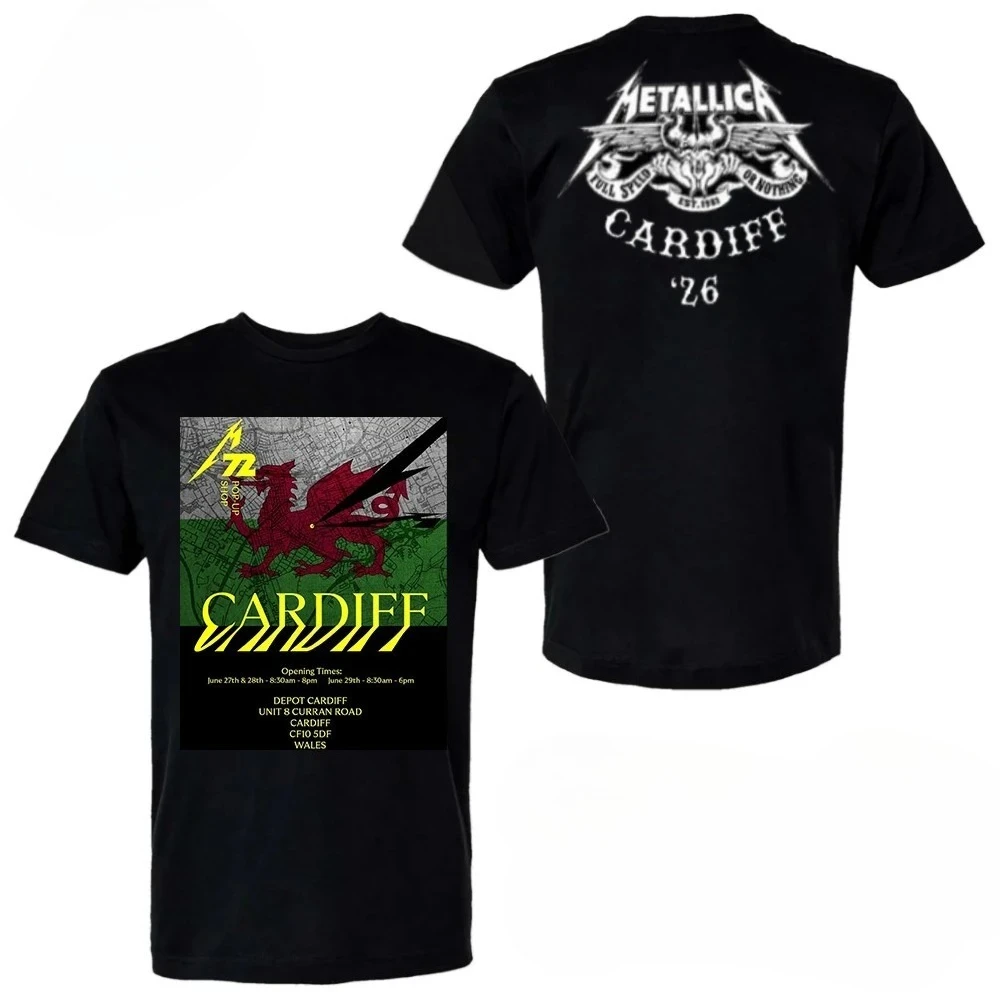 Metallica Cardiff '26 M72 Tour Double Sided Printed T-shirt Welsh Dragon Streetwear Heavy Metal Band Unisex Cotton Fans Concert