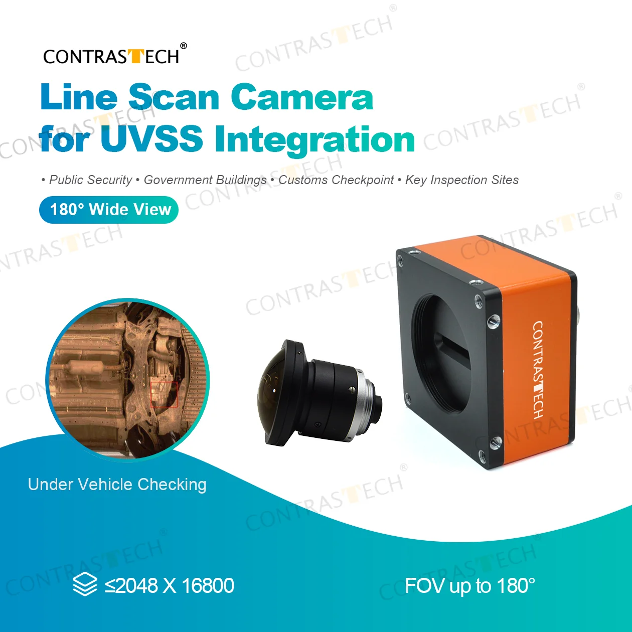 180° Wide View 2K 4K Car Security Integrated Line Scan Camera for UVSS Vehicle Bottom Inspection System