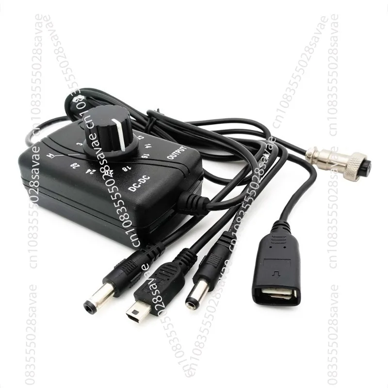 

DC voltage regulator 0-28V USB output DC adapter alligator clip output cable