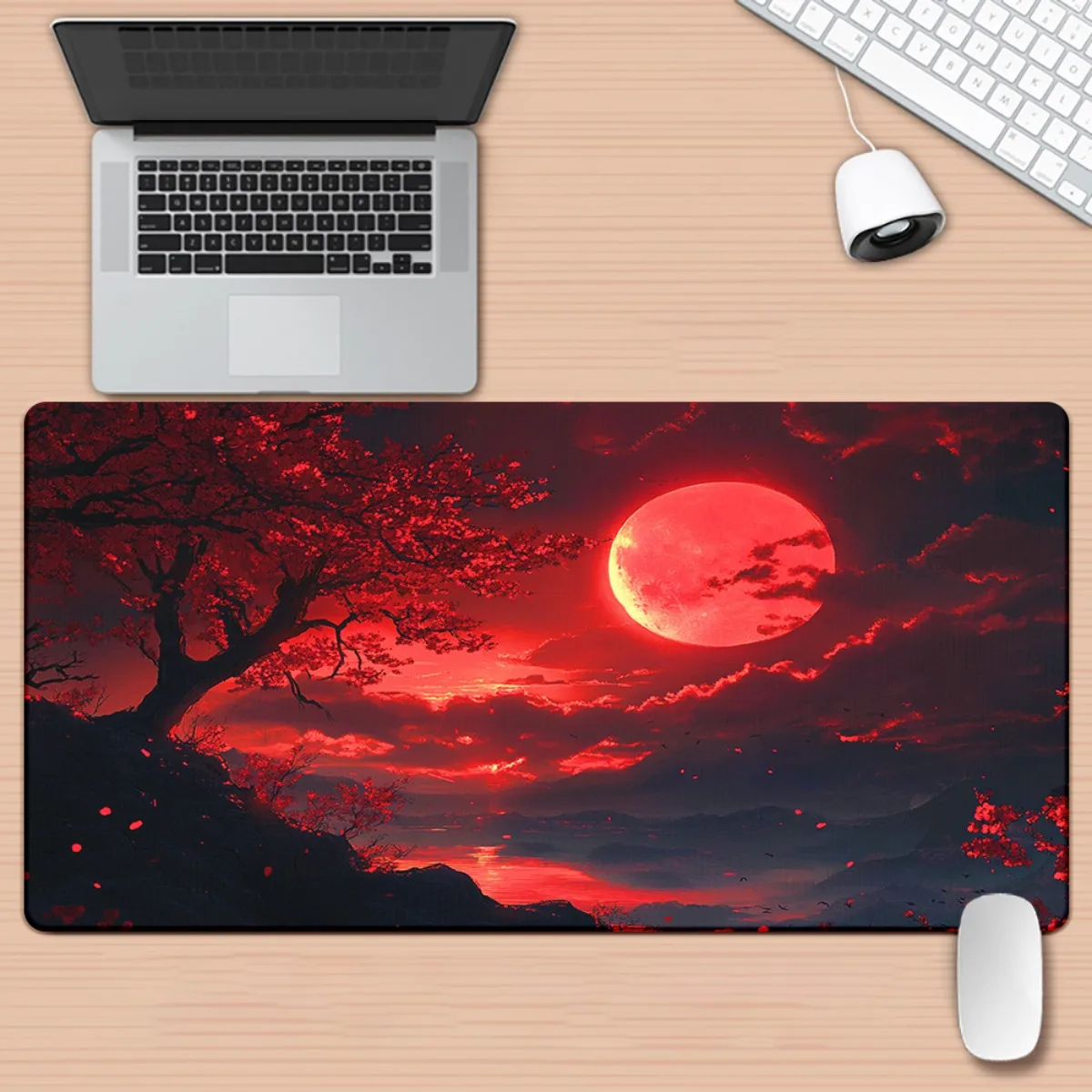 

Коврик для мыши Red Moon Trees XXL, 1 шт., нескользящая резиновая основа, коврик для стола, для игр и офиса, для ПК