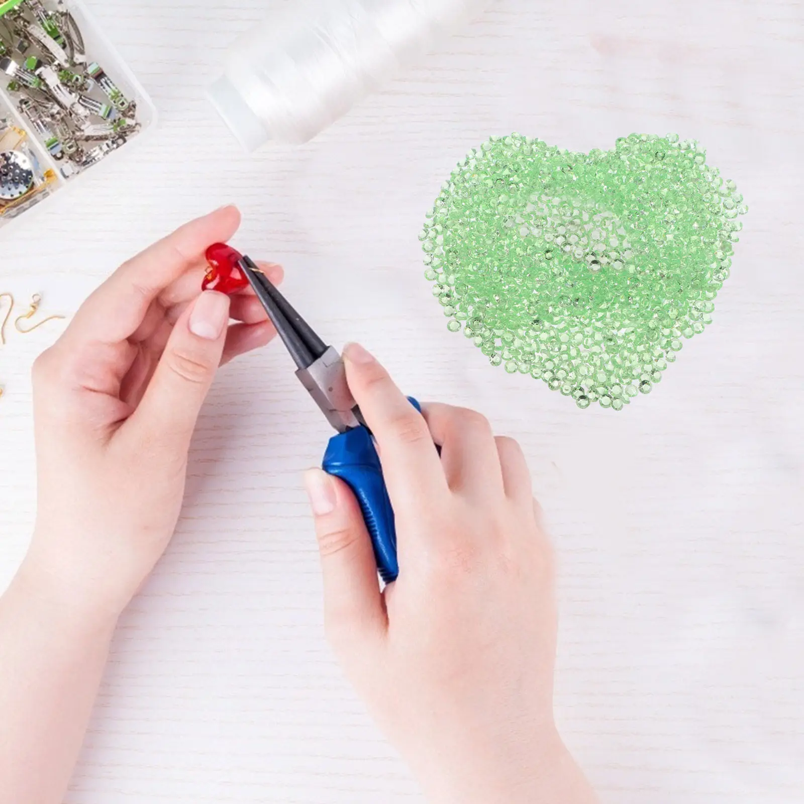 2000Pcs 4.5mm Shiny Acrylic Crystals Light Green Craft Rhinestones for Nail Tips Fabric Embroidery Phone Cover Album Decoration