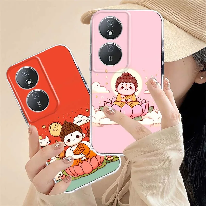 Capa de Telefone Buddha Cartoon Cute para Honor Magic 8 7 6 5 4 3 400 200 100 90 80 70 50 9X Pro Flat GT Smart Lite