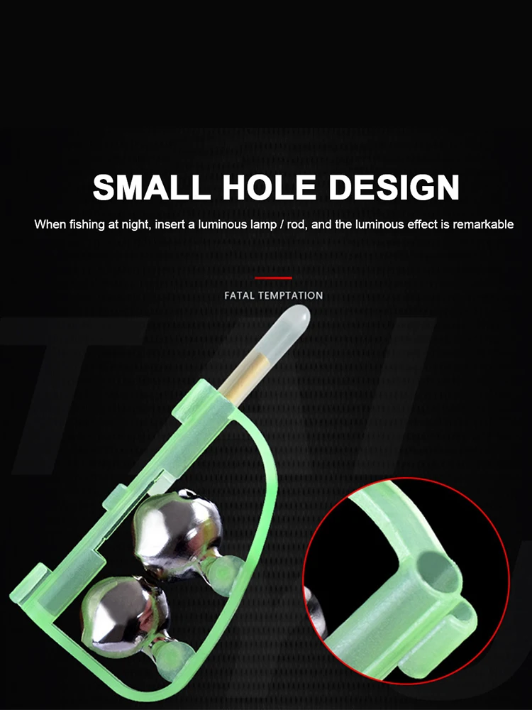 

10 шт., светящиеся двойные колокольчики, портативные сигнализаторы поклевки удочки, рыболовные снасти, двойные колокольчики, сигнализация для ночной рыбалки