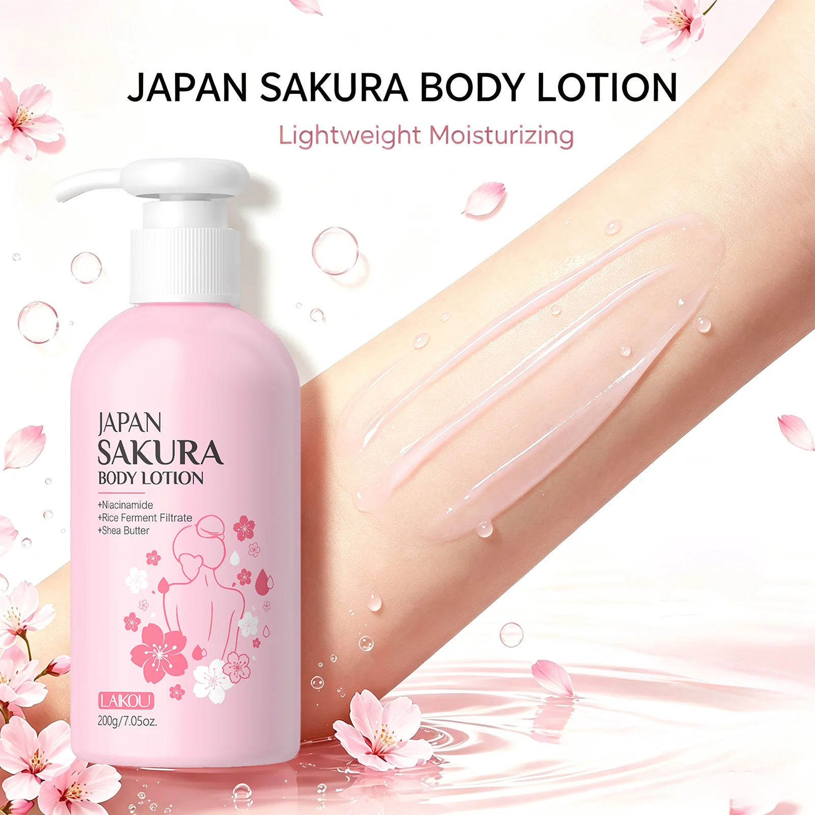 Laikou Sakura Cherry Blossom Body Lotion Moisturizing For Winter Chapped Skin Non-greasy Hydrating Body Care 200g/120g