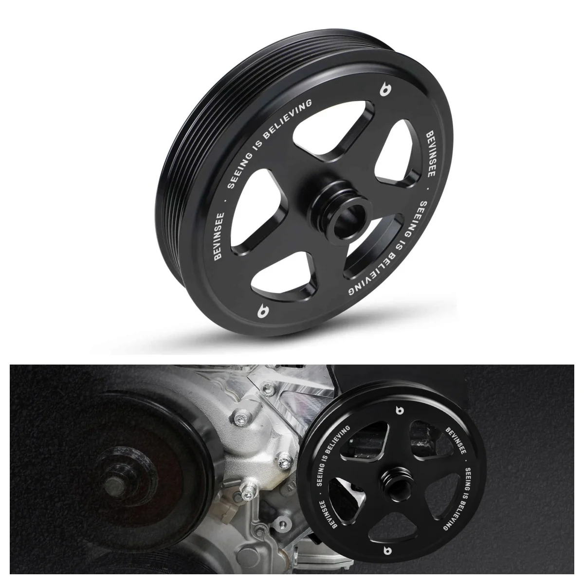 

BEVINSEE Aluminum Power Steering Pulley for Camaro for Firebird 98-02 V8 LS1 Engine Replace 12559885