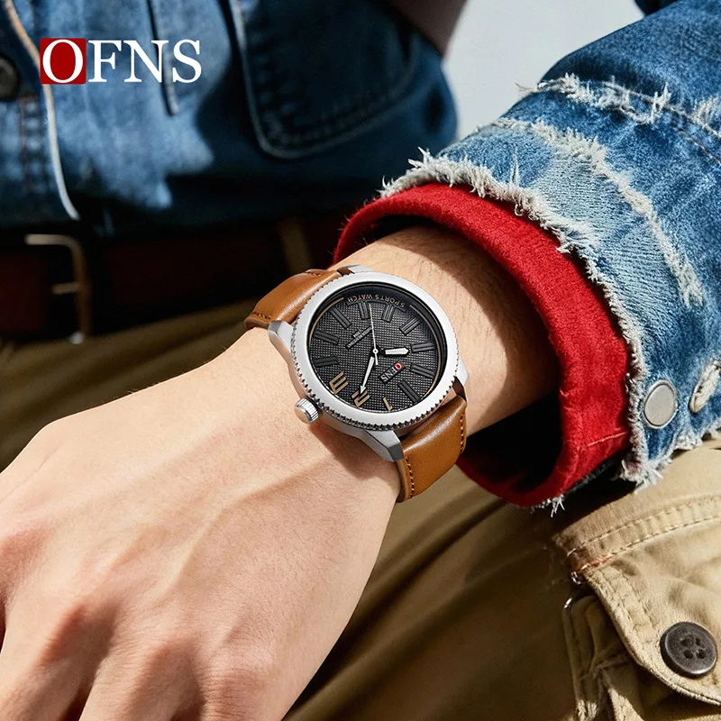 

Часы OFNS, модные трехмерные повседневные мужские часы, водонепроницаемые кварцевые часы для работы и поездок на работу