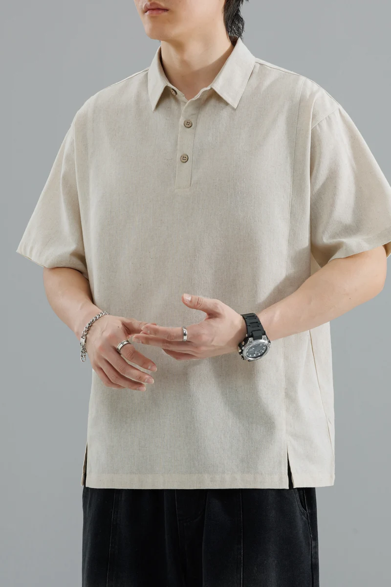 2026 Summer Men's Fashion Casual Short-Sleeved T-Shirt Fashion Bamboo Rayon Cotton Polo Shirt