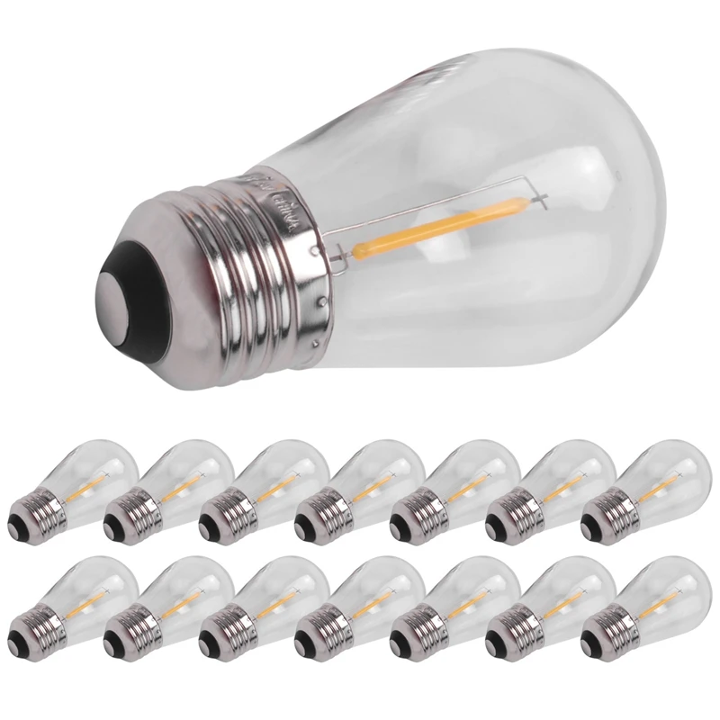 30 Pack 3V LED S14 Replacement Light Bulbs Shatterproof Outdoor Solar String Light Bulbs Warm White