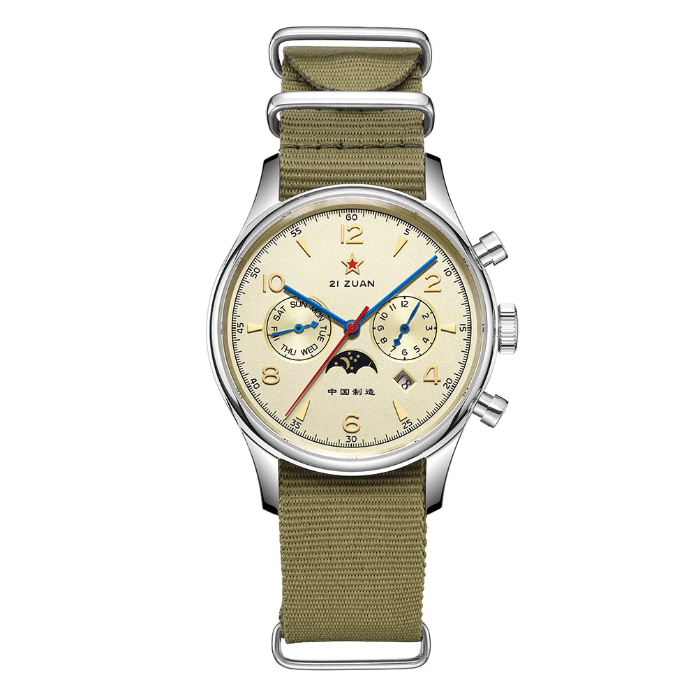 SEAKOSS 1963 Seagull ST1654 Automatic Movement Mechanical Wristwatch 24H Display Air Force Aviation Pilot Calendar Mens Watches