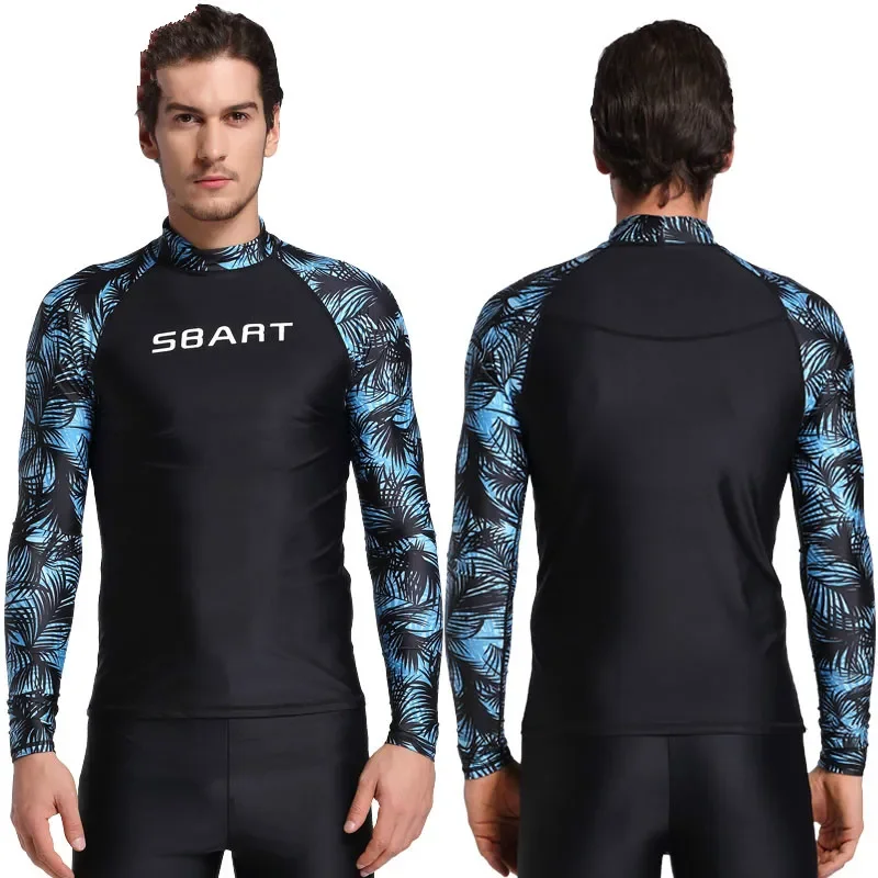 Men's UV Protection Swim Shirt Windsurf Rashguard Lycra Surf Swim Shirt Rash Guard Diving Tops Long Sleeve Plus Size Swimsuit