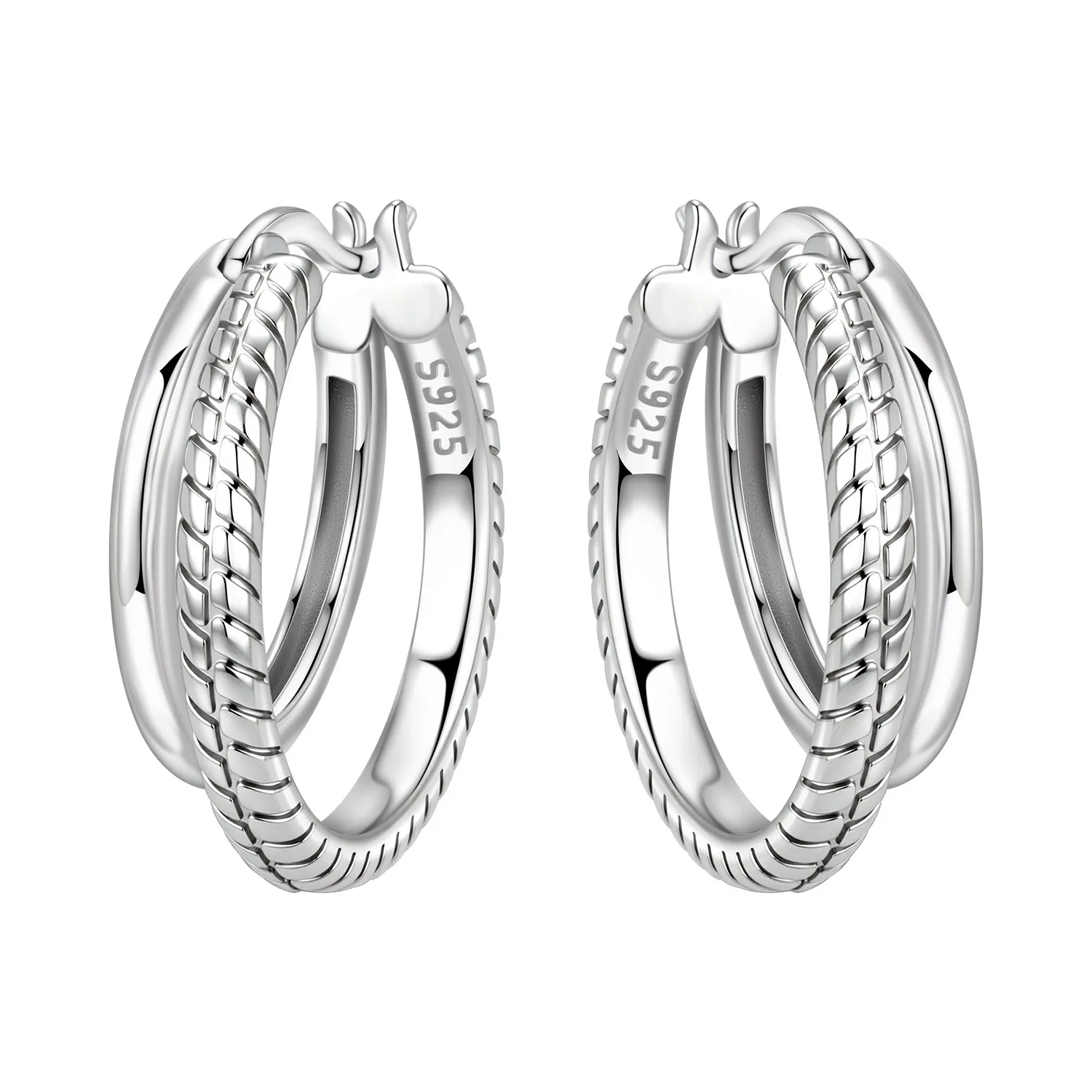 PANPOKI S925 Sterling Silver Minimalist Double Loop Earring Hoop Earring Women Jewelry Original Trendy Anniversary Gift