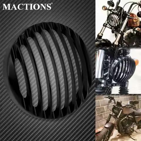 Motorcycle 5 3/4" CNC Led Headlight Grill Cover Black For Harley Sportster XL 883 Iron 1200 2004-22 Custom XL1200C 48 Super Low