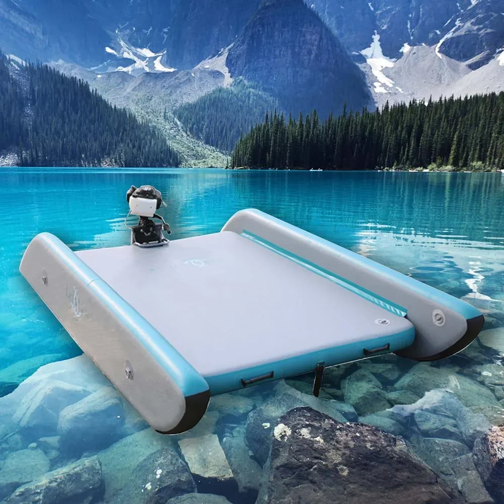 Portable Water Platform Inflatable Floating Dock Ocean Floating Mat None Slip Surface for Beach Pool Lake Fishing Swimming