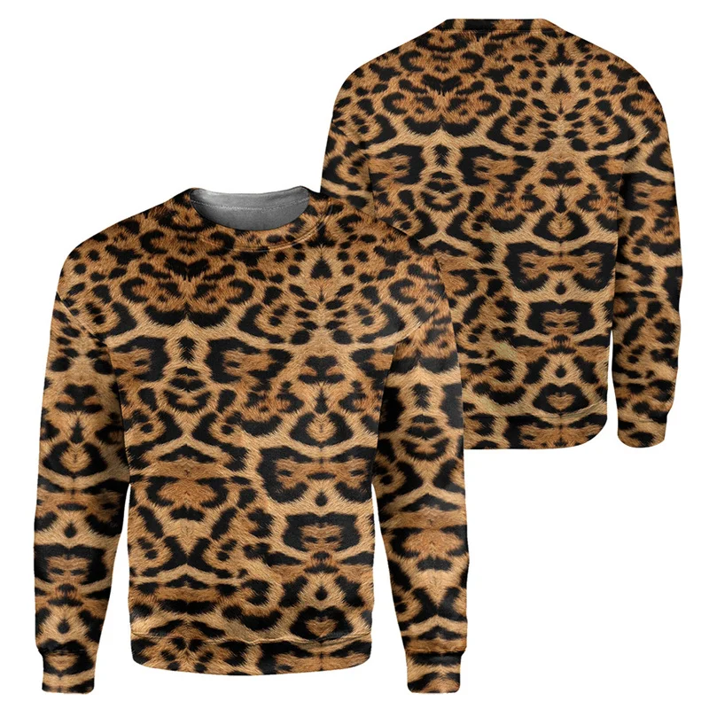 

3D Print Animal Skin Pattern Sweatshirt For Men Tiger Zebra Giraffe Graphics Pullovers Casual Round Neck Long Sleeve Hoodies