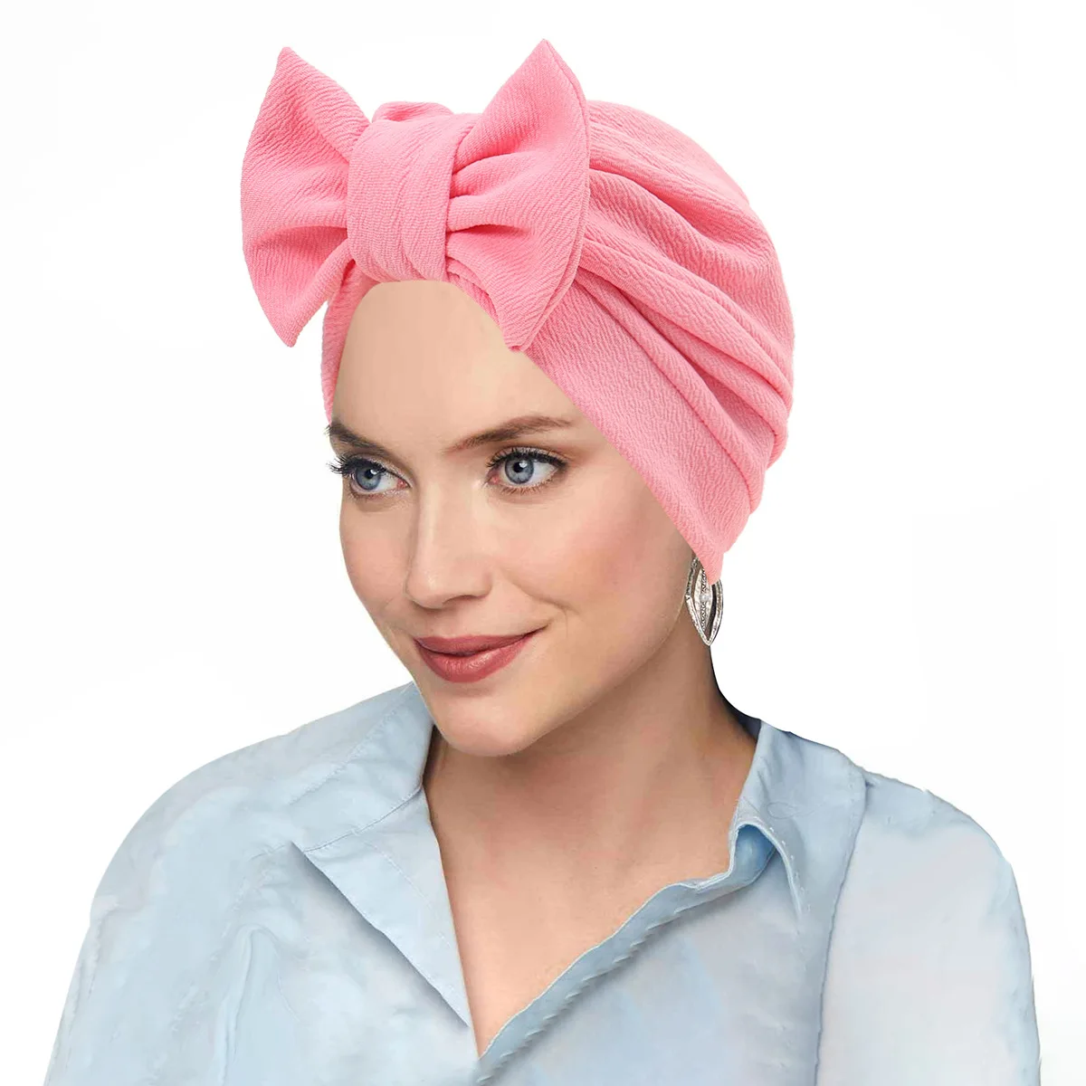 

Indian Detachable Bow Hat Muslim Turban Women Hijab Beanies Bonnet Chemo Cap Hair Loss Headscarf Wrap Headwear Turbante Mujer
