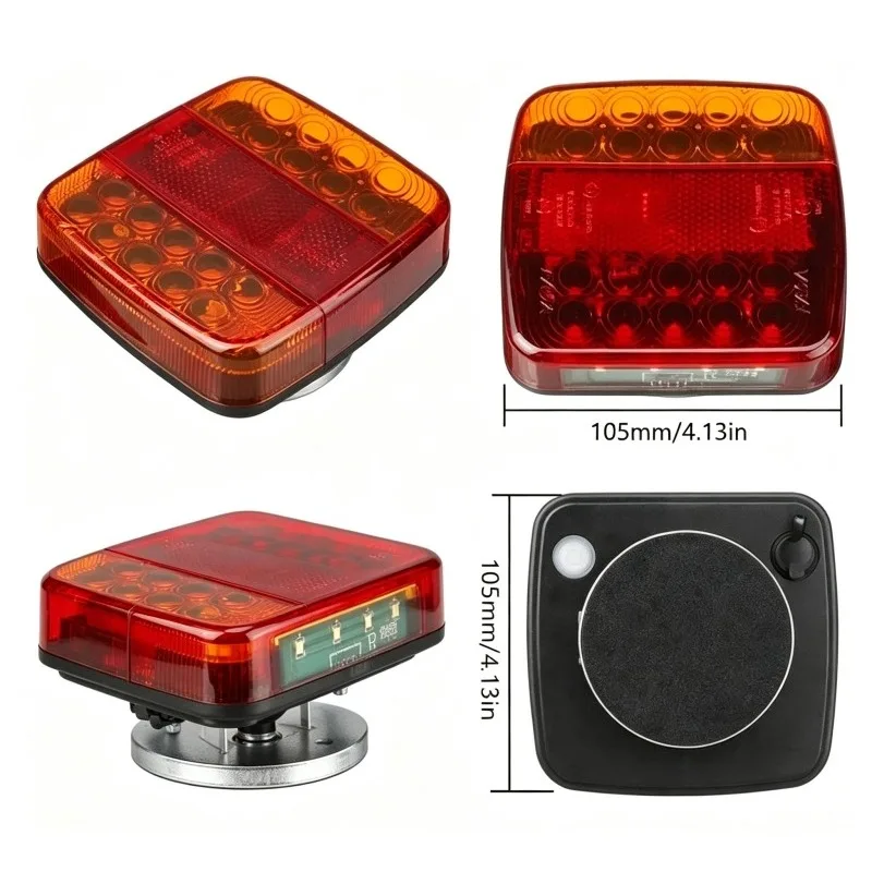 Portable Wireless Trailer Light Magnetic Rechargeable Waterproof Led Taillight Kit With Suction Cup Base Night Warning Safety