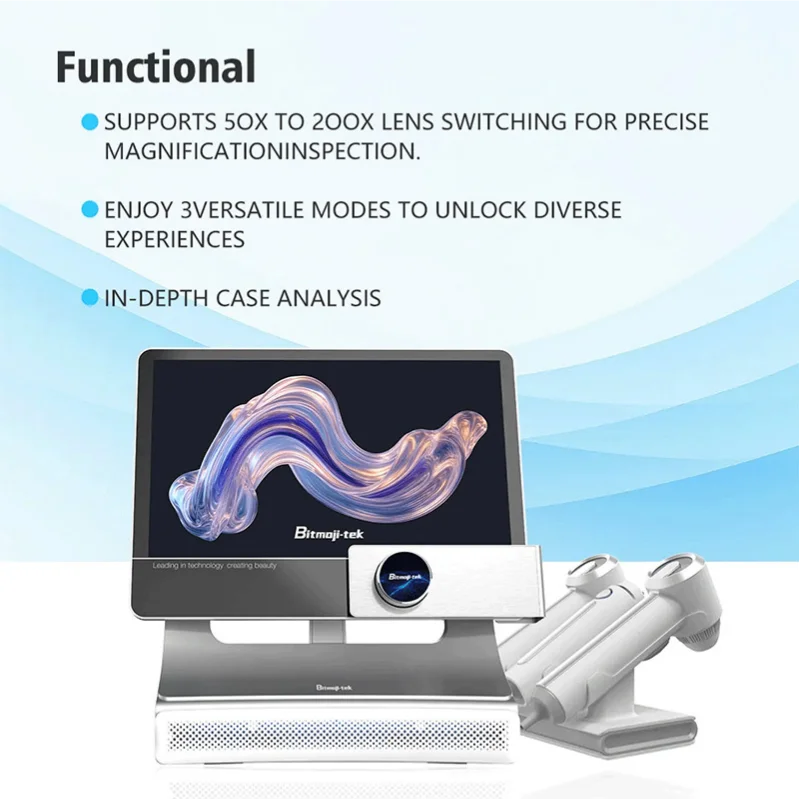 Professional Intelligent T5 AI Scalp Analyzer Available 19 Languages Scalp Report Oil Moisture Check Follicle Scanner