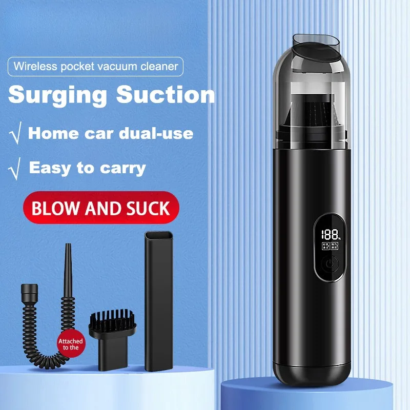 Portable Wireless Car Vacuum Cleaner Dual-Band Small Cleaner with 3 Types of Valves Home&Car Use
