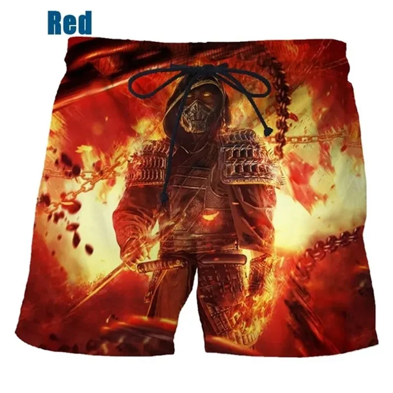 3D Printed Mortal Kombat Mens Beach Shorts Fighting Game Cool Graphics Shorts For Men Fashion Casual Harajuku Streetwear